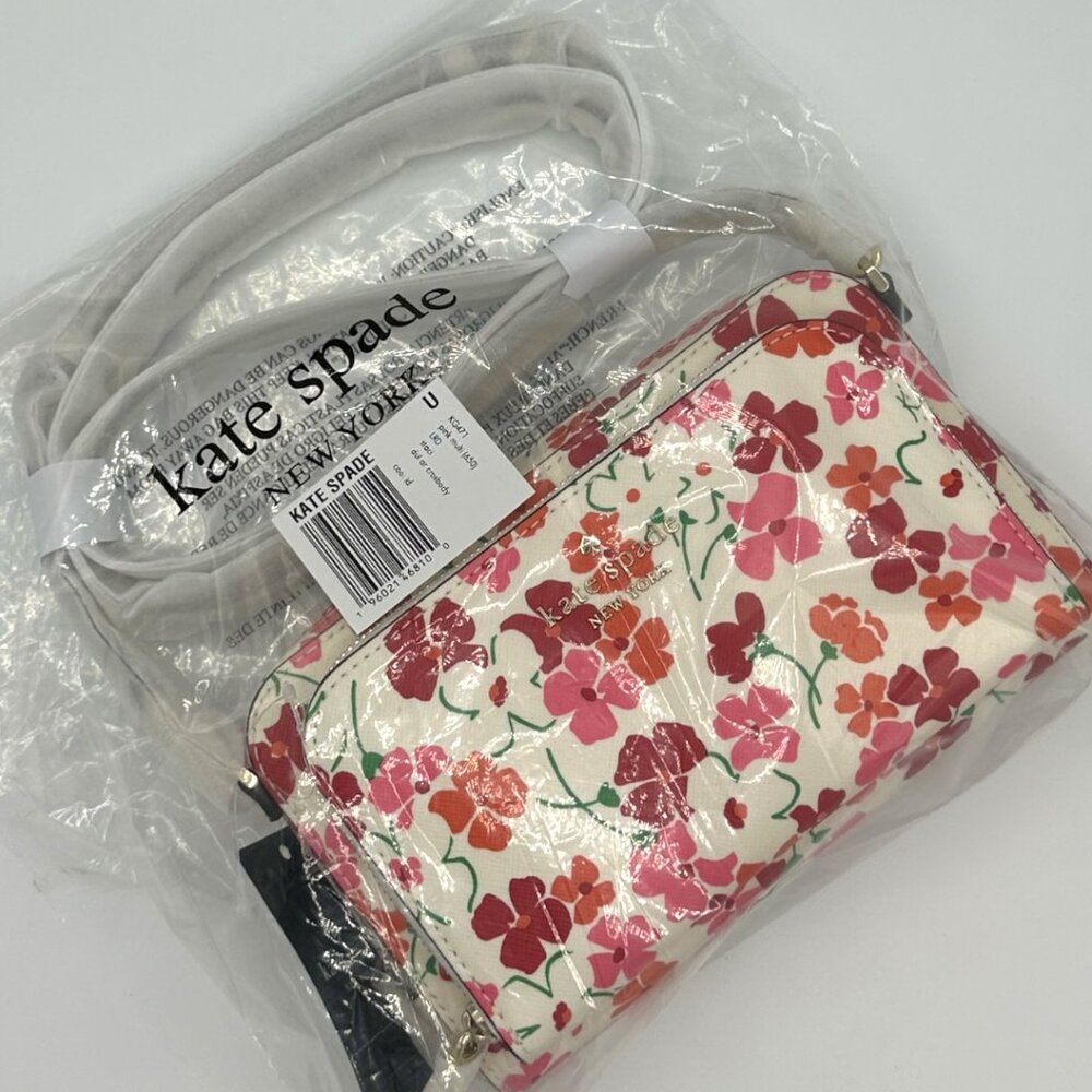 NWT Kate Spade Staci Dual Zip Around Crossbody - Sunny Floral Pink Multi - Picture 15 of 15